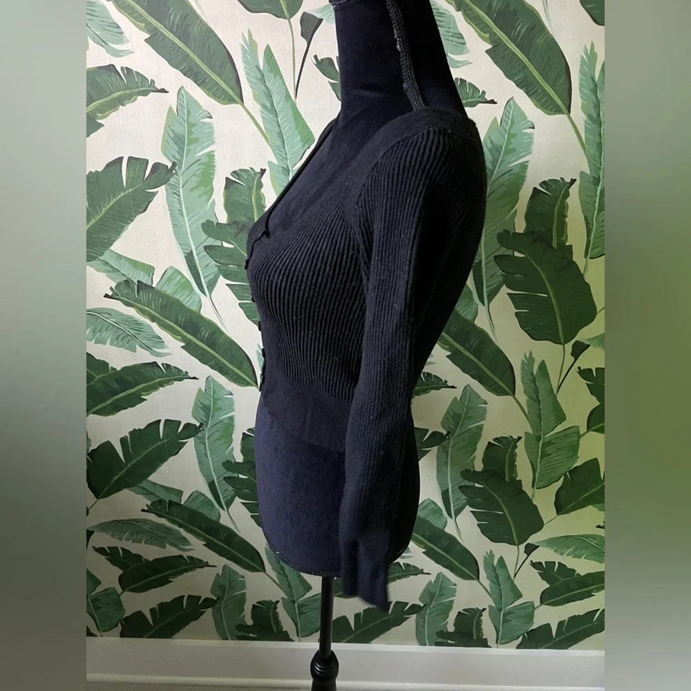 J Crew Scoopneck Ribbed Cardigan Sweater Black Womens‎ XXS